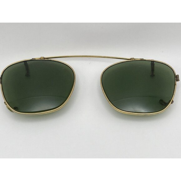 VTG Green Lens Clip-On Sunglasses / Unisex Accessory / Man Woman Gold Tone Frame - Picture 12 of 14